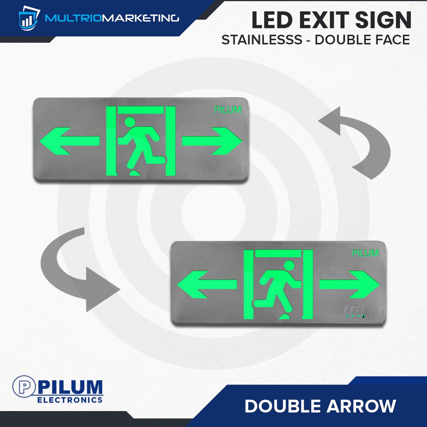 LED Exit Sign - Double Face - Stainless