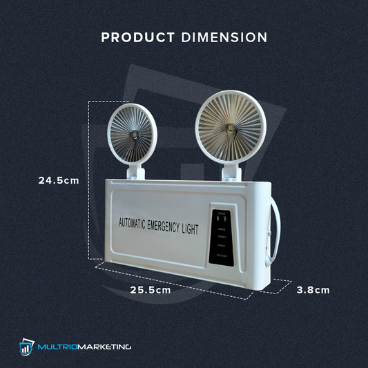 LED Emergency Light - Twin Head 3W - Flat Glass