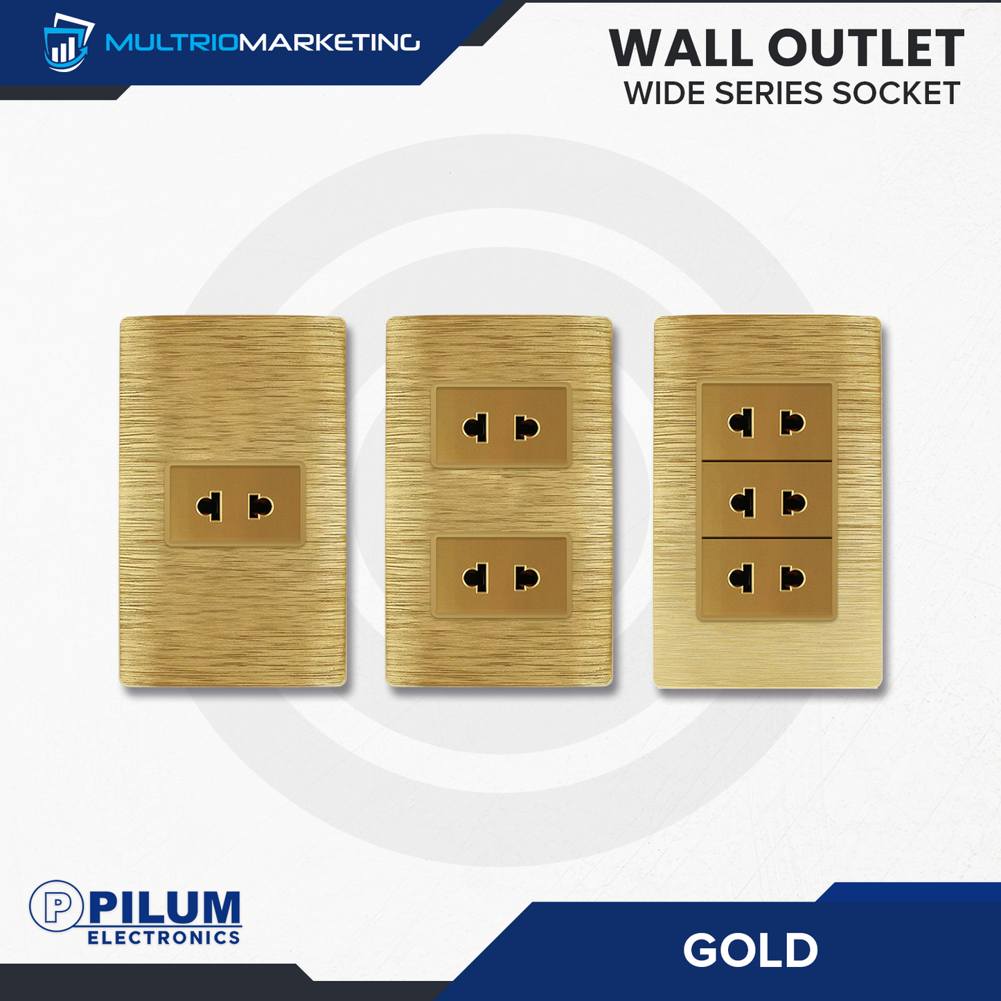 Wall Outlet - Wide Series Socket - Gold