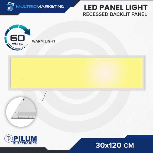 LED Panel Light - Recessed - 30x120cm
