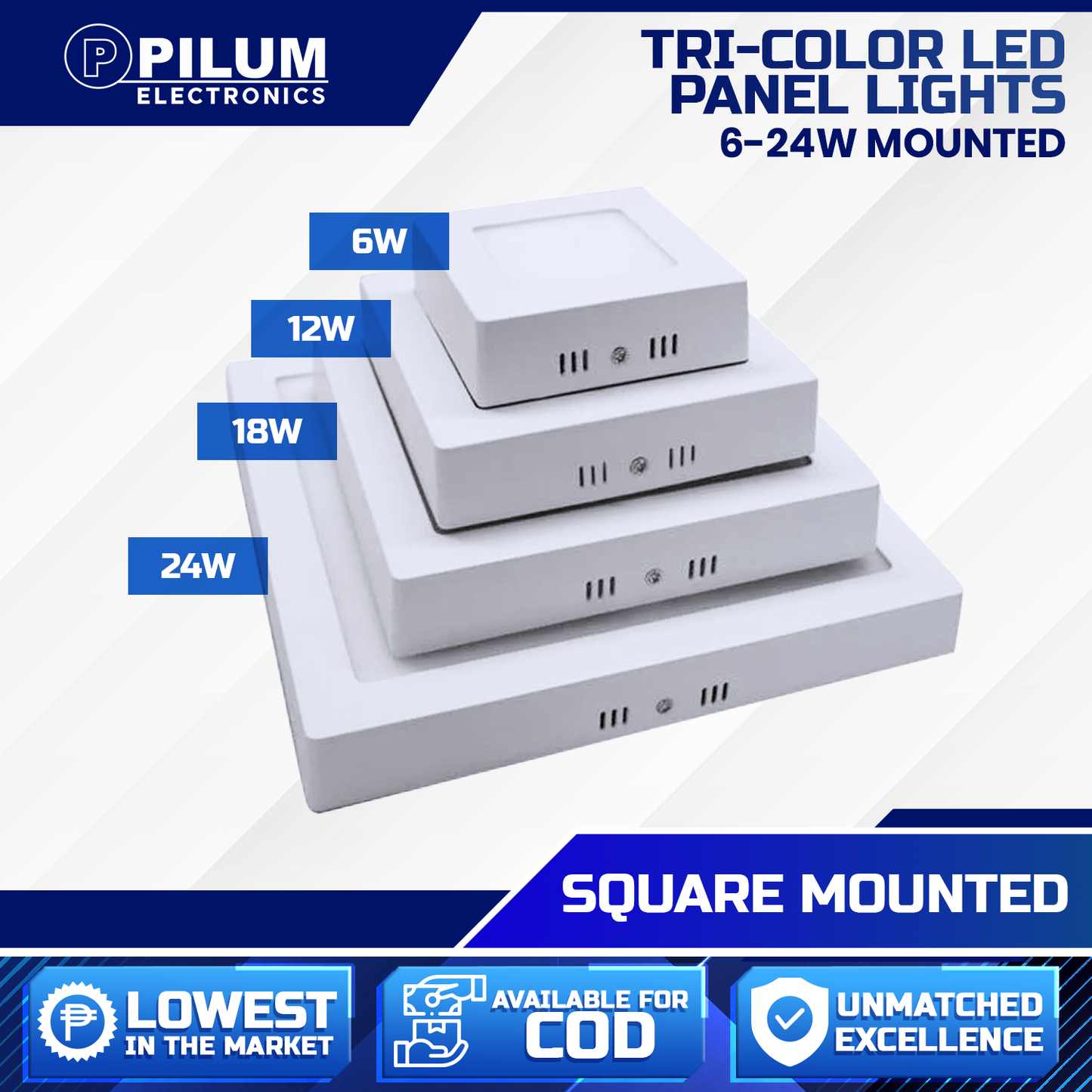 Tri-color Mounted 6- LED Panel Light