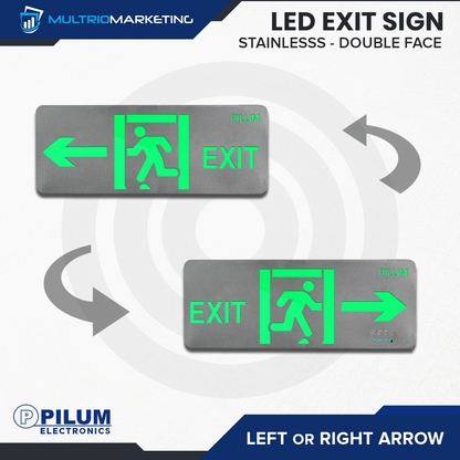 LED Exit Sign - Double Face - Stainless