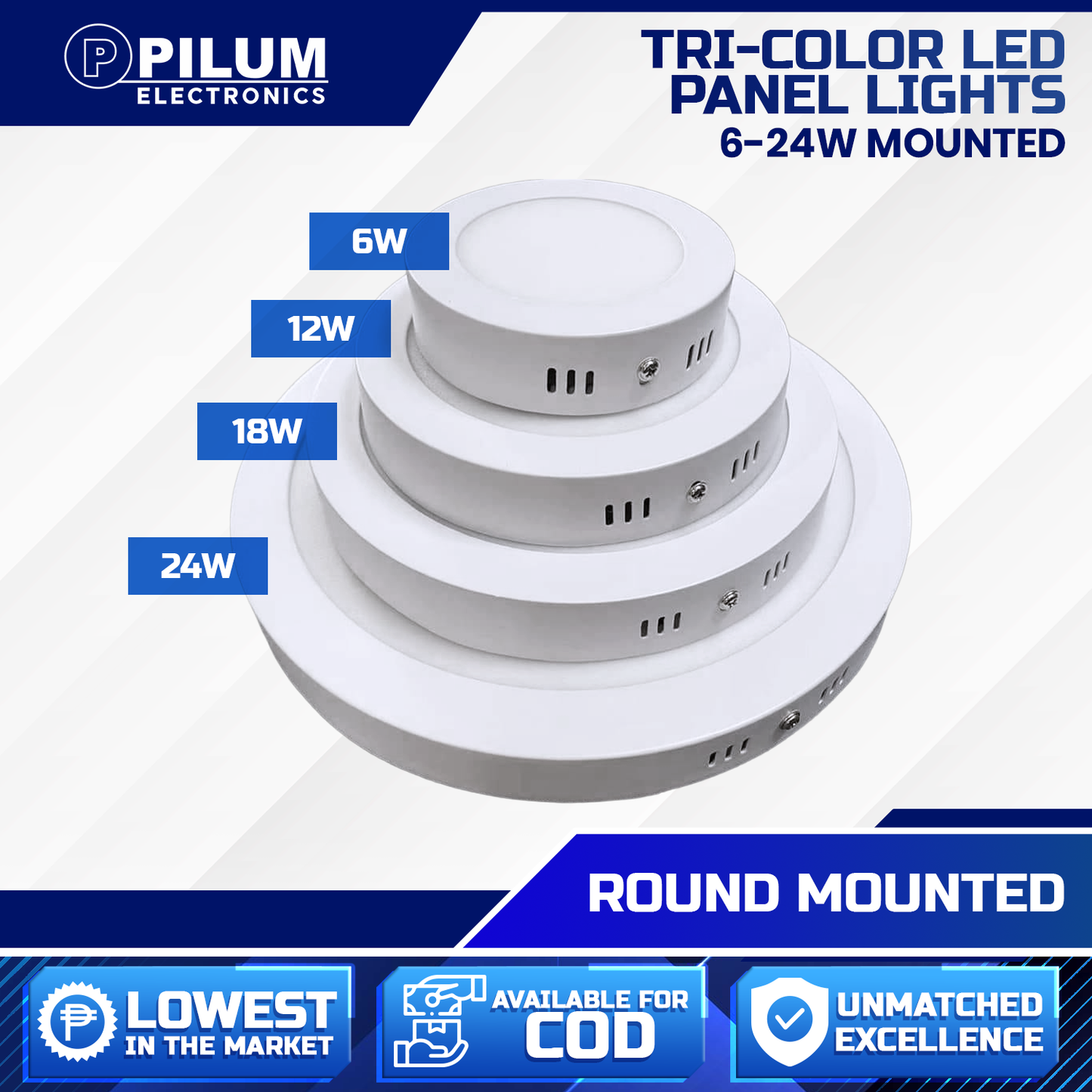 Tri-color Mounted 6- LED Panel Light