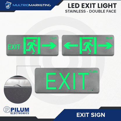 LED Exit Sign - Double Face - Stainless