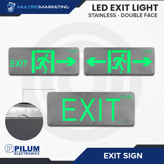 LED Exit Sign - Double Face - Stainless