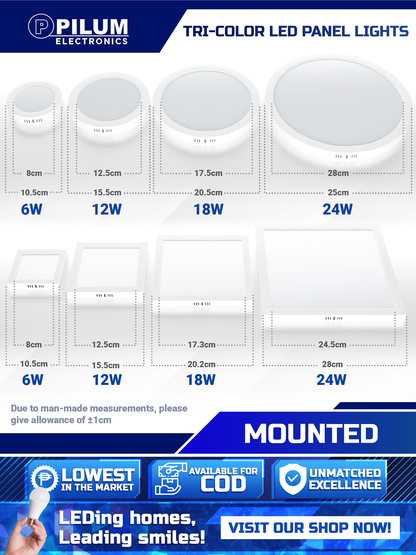 Tri-color Mounted 6- LED Panel Light