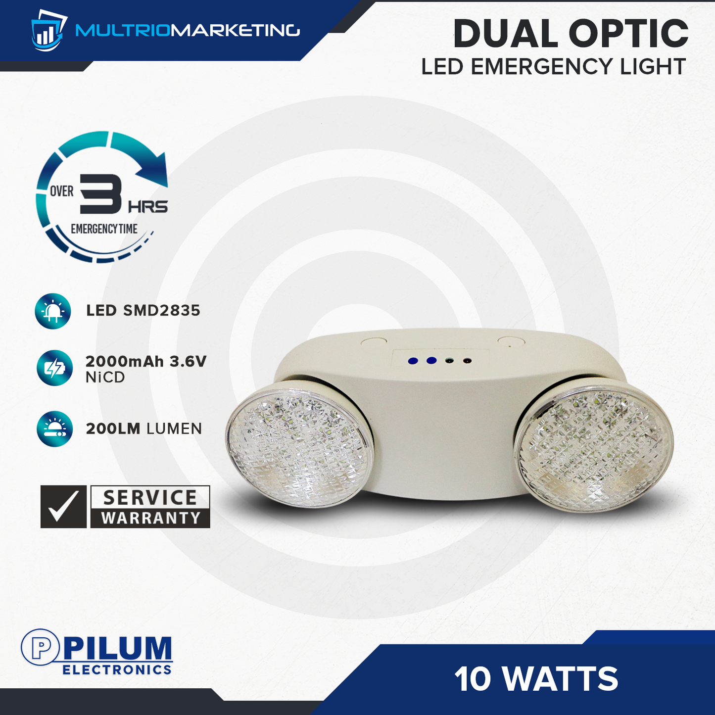 LED Emergency Light - Dual Optic 10W (Oval)