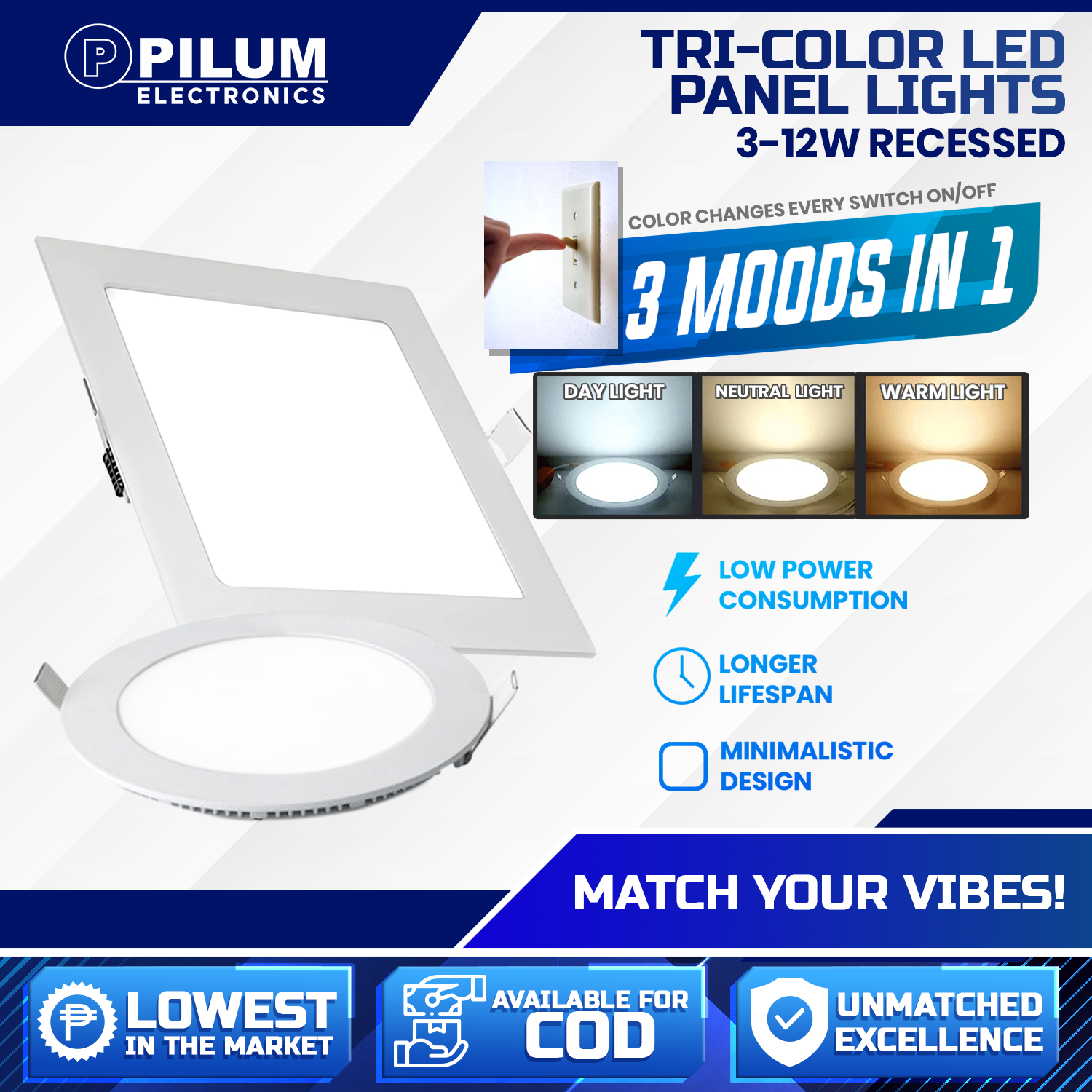 Tri-color Recessed - LED Panel Light – MULTRIO MARKETING