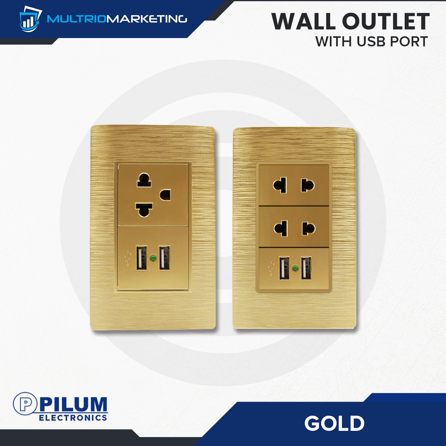 Wall Outlet - with USB Port - Gold