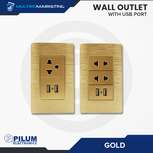 Wall Outlet - with USB Port - Gold