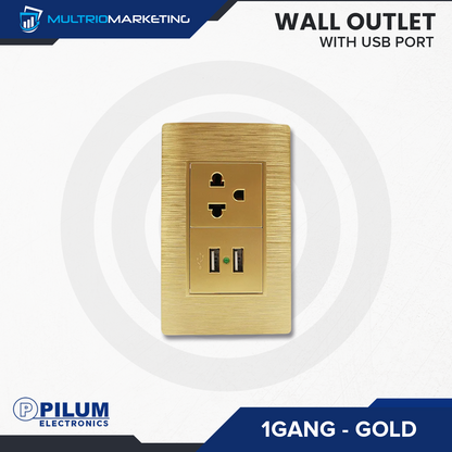 Wall Outlet - with USB Port - Gold
