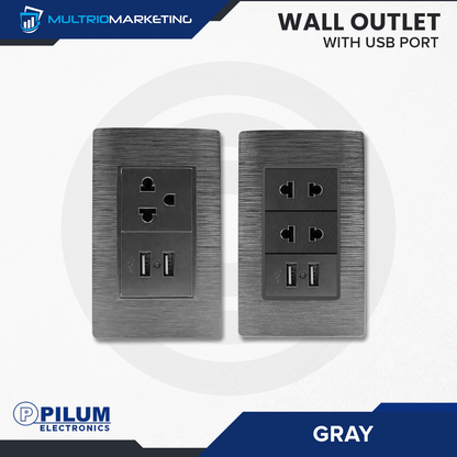 Wall Outlet - with USB Port - Gray