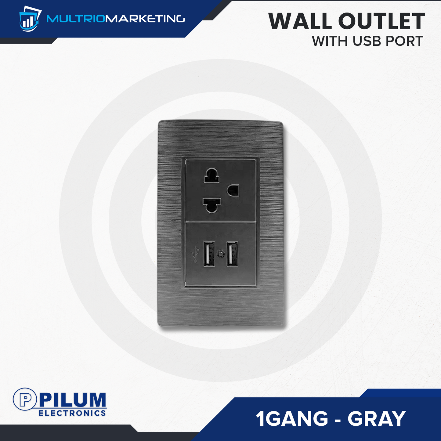 Wall Outlet - with USB Port - Gray