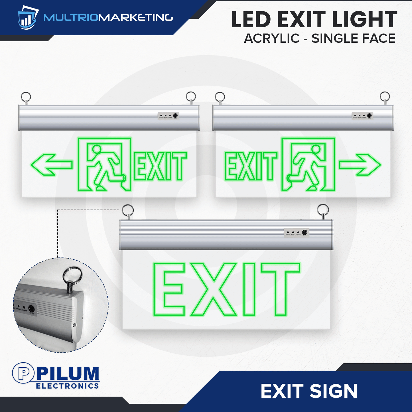 LED Exit Sign - Single Face - Acrylic
