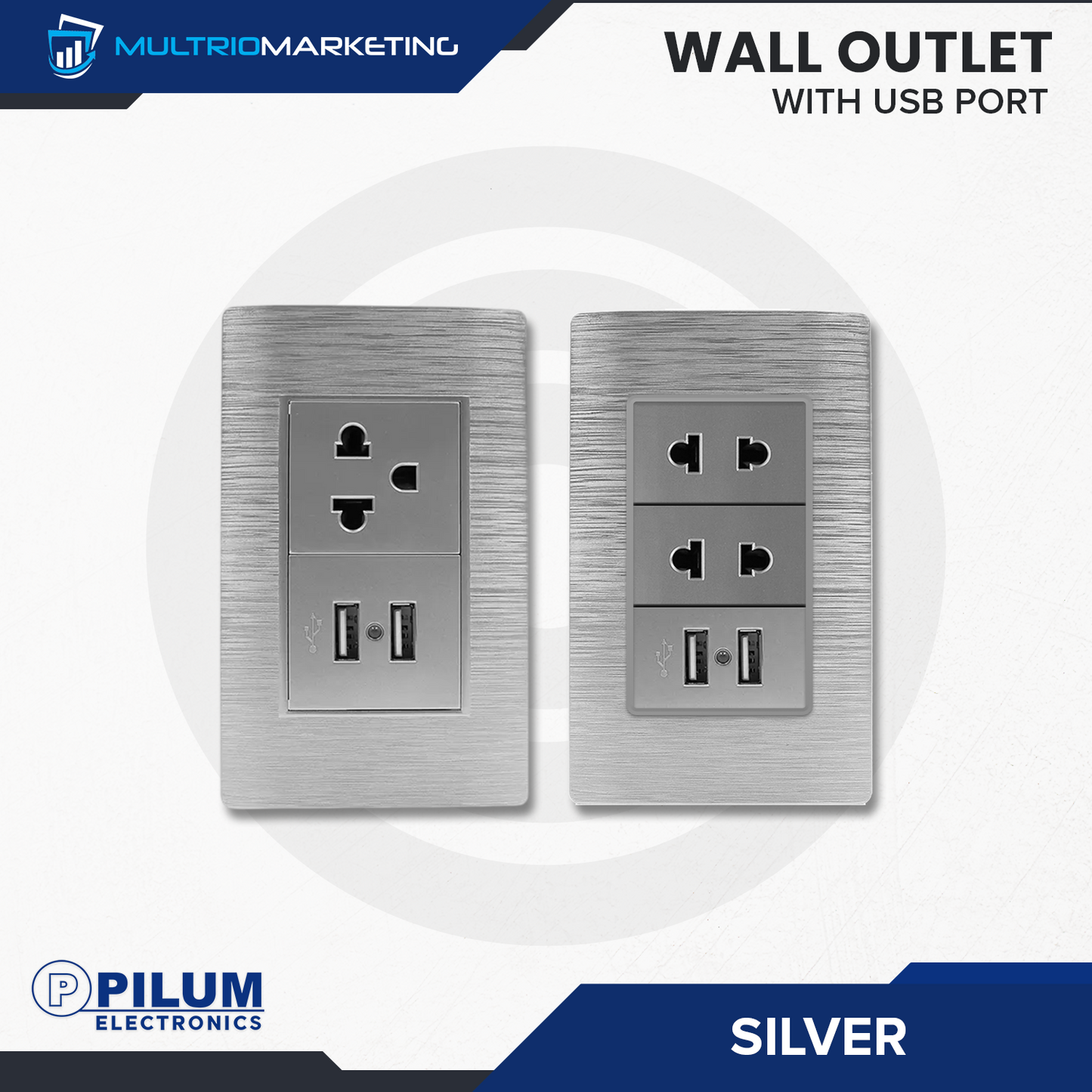 Wall Outlet - with USB Port - Silver