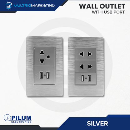 Wall Outlet - with USB Port - Silver