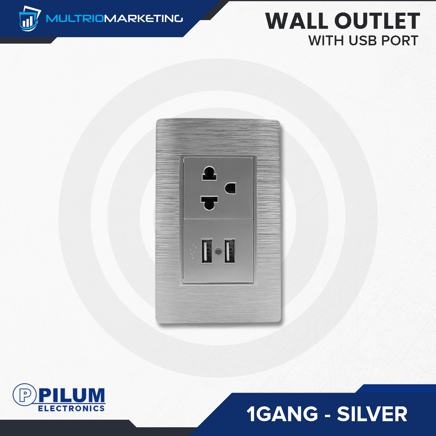 Wall Outlet - with USB Port - Silver