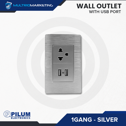 Wall Outlet - with USB Port - Silver