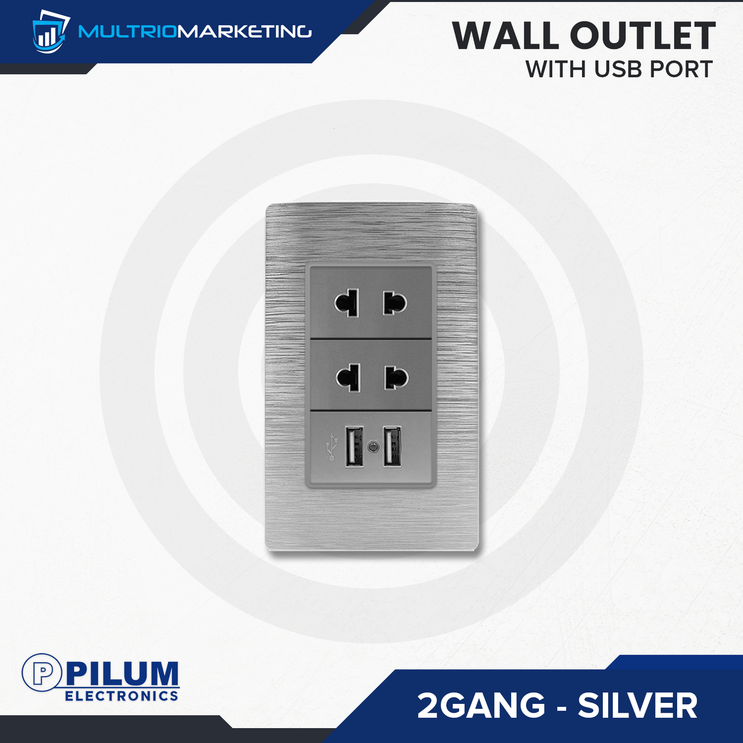 Wall Outlet - with USB Port - Silver