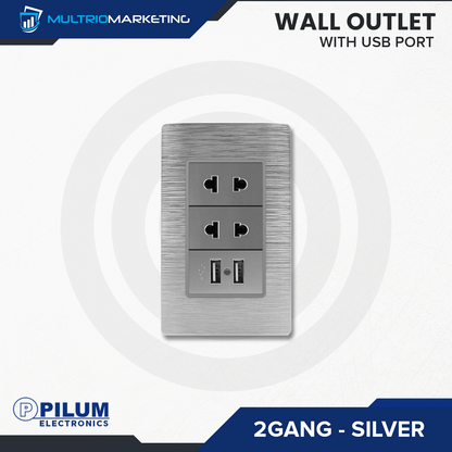 Wall Outlet - with USB Port - Silver