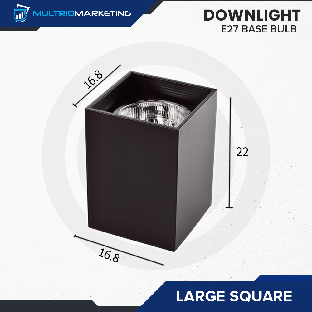Square Downlight – E27 Base Compatible