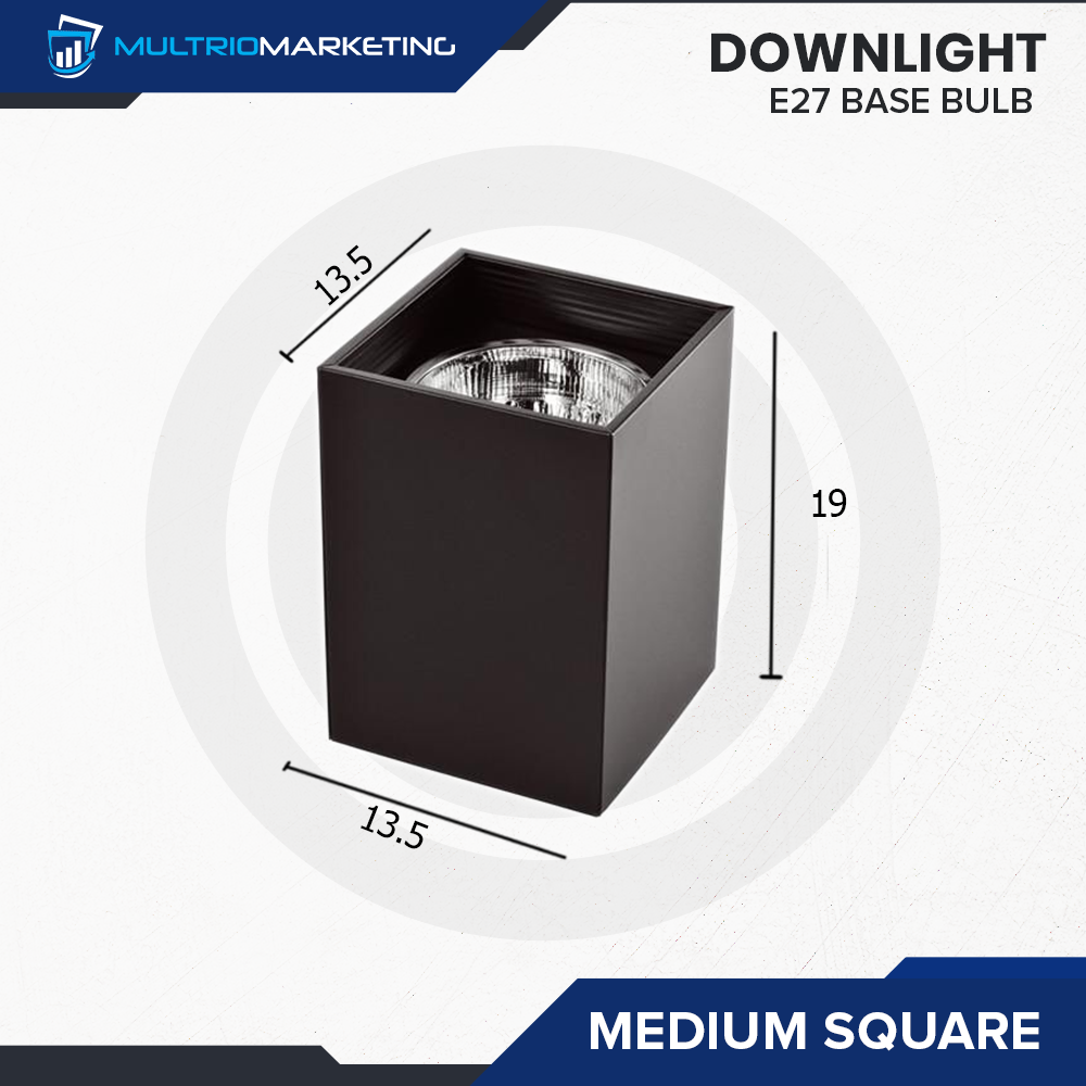 Square Downlight – E27 Base Compatible