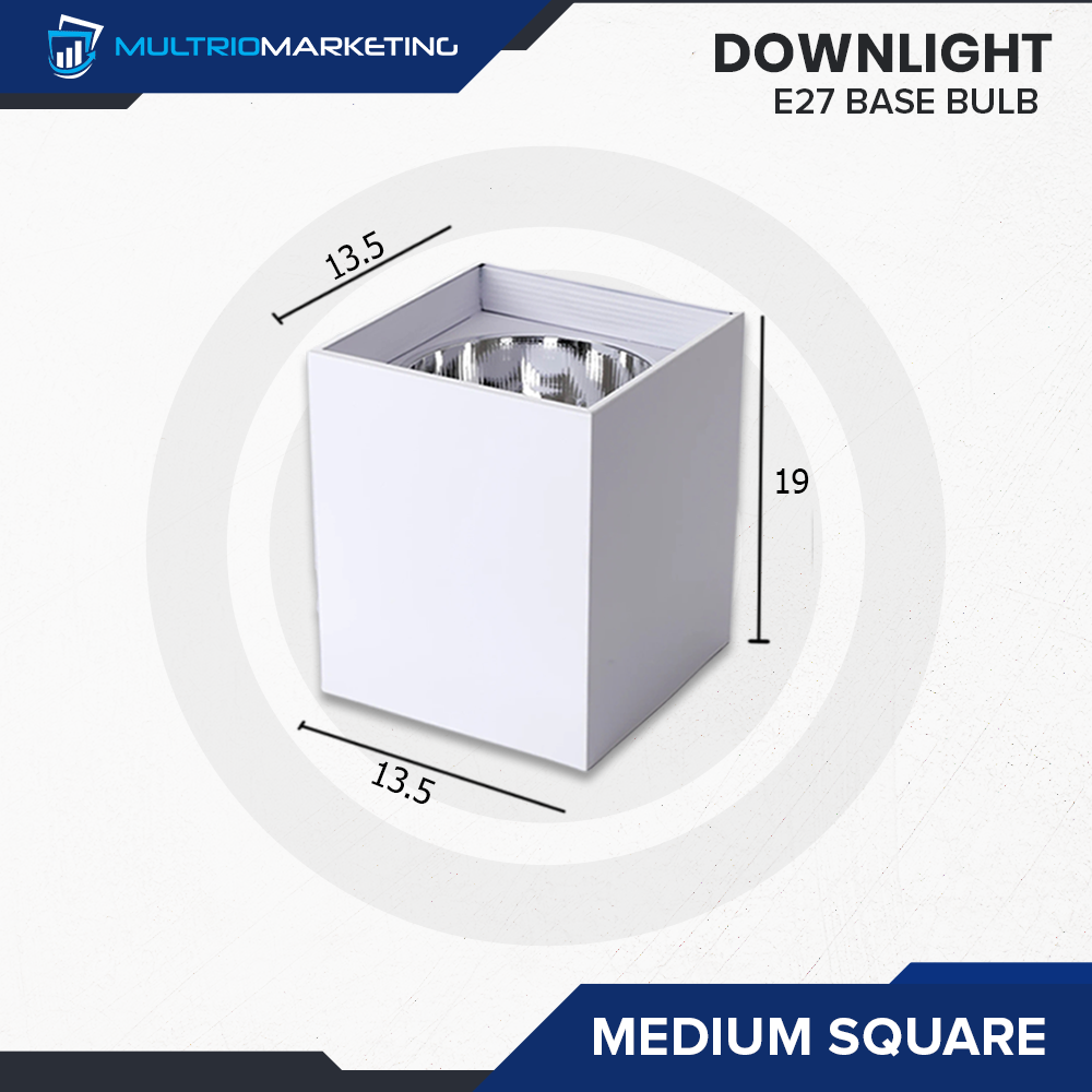 Square Downlight – E27 Base Compatible